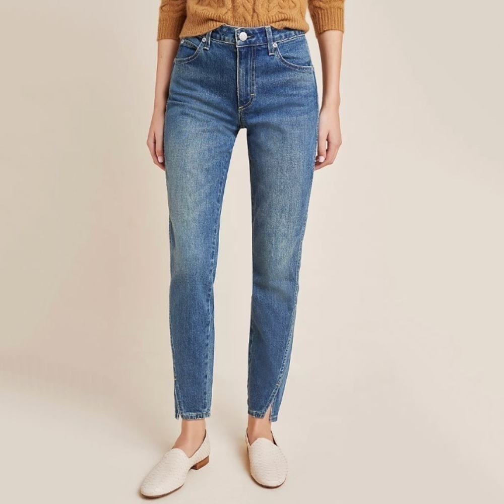 NWT Anthropologie Amo Mid Rise Twist Ankle Dark Wash Skinny Jeans